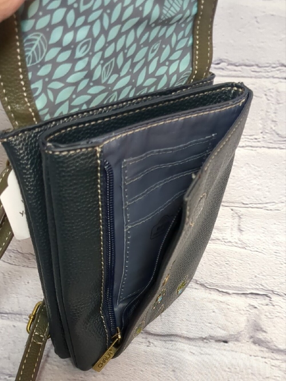 Chala Olive & Navy Floral Butterfly Crossbody Bag - Picture 5 of 5